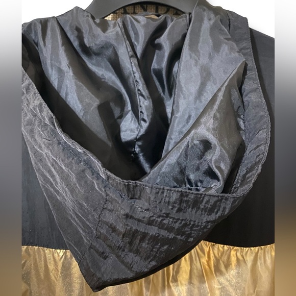 CSG Black Hooded Bomber Jacket with Bold Gold Color-block Women’s Size SP Goth - Picture 7 of 7